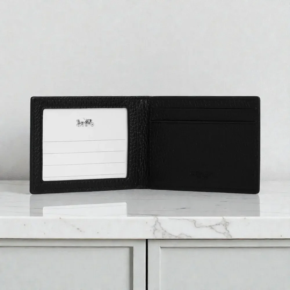 Coach Compact Card Leather Wallet in Black CM167